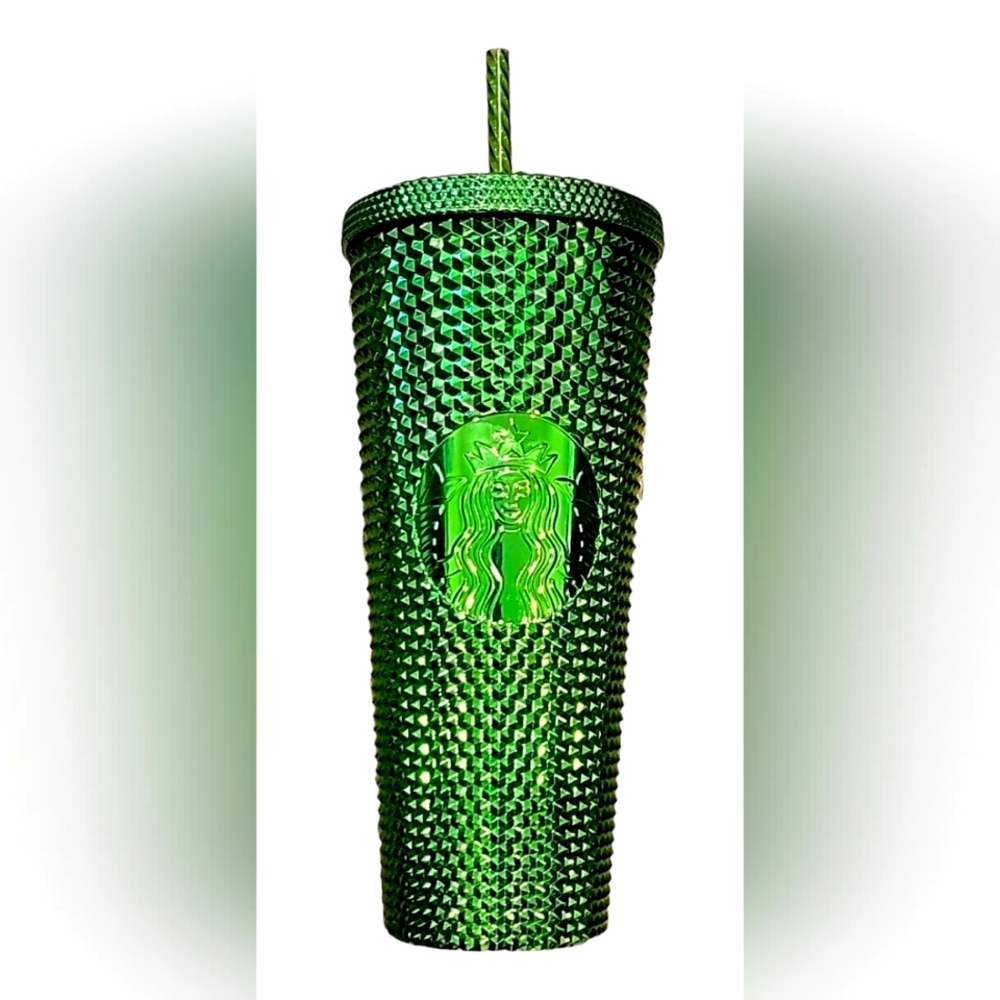 🍀Starbucks🍀Limited Edition🍀 Green🍀Metallic Bling Studded Tumbler, 24oz, NWT - Picture 2 of 3